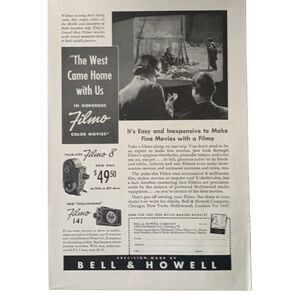Vintage 1939 Bell & Howell The West Cane Home Ad Advertisement